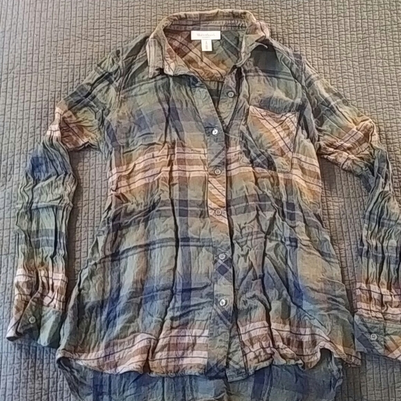 Maternity Plaid Button-Down Shirt - Picture 1 of 3